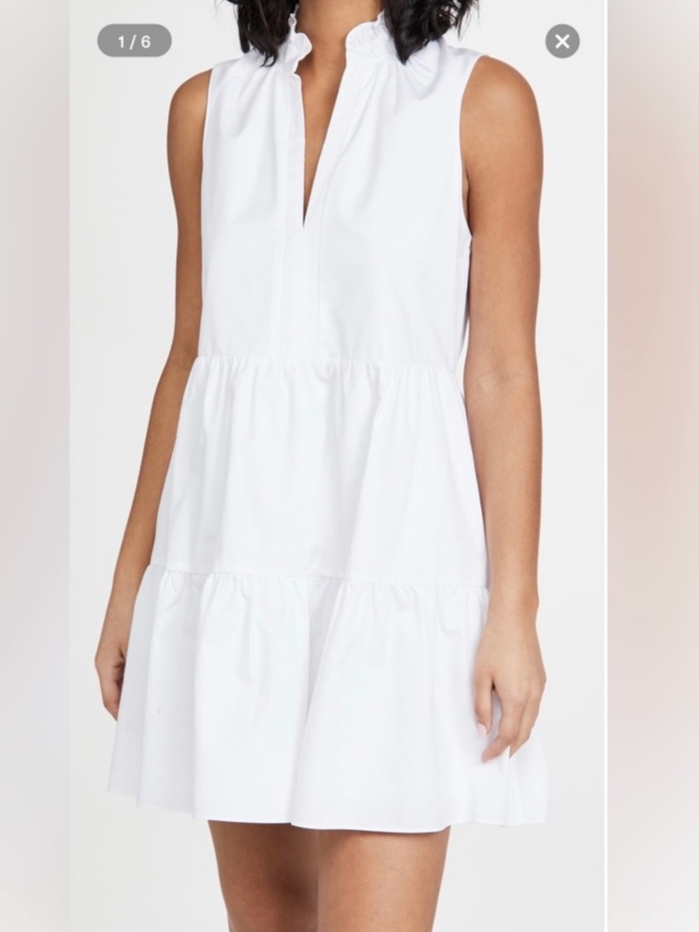 Amanda Uprichard Rylee White Ruffle Neck Tiered Mini Dress